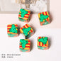 Cheerful Cartoon Animal Printed Acrylic Square Beads 13mm 20pcs 9