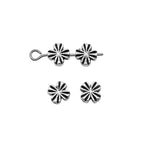 Striped Four-Leaf Clover Metal Beads 6mm Polished Silver Tone 100pcs 3