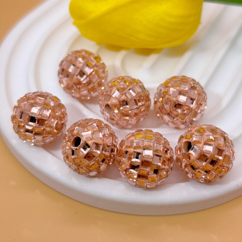 Rhinestone Round Clay Beads 16mm Bright Disco Ball 20pcs 11