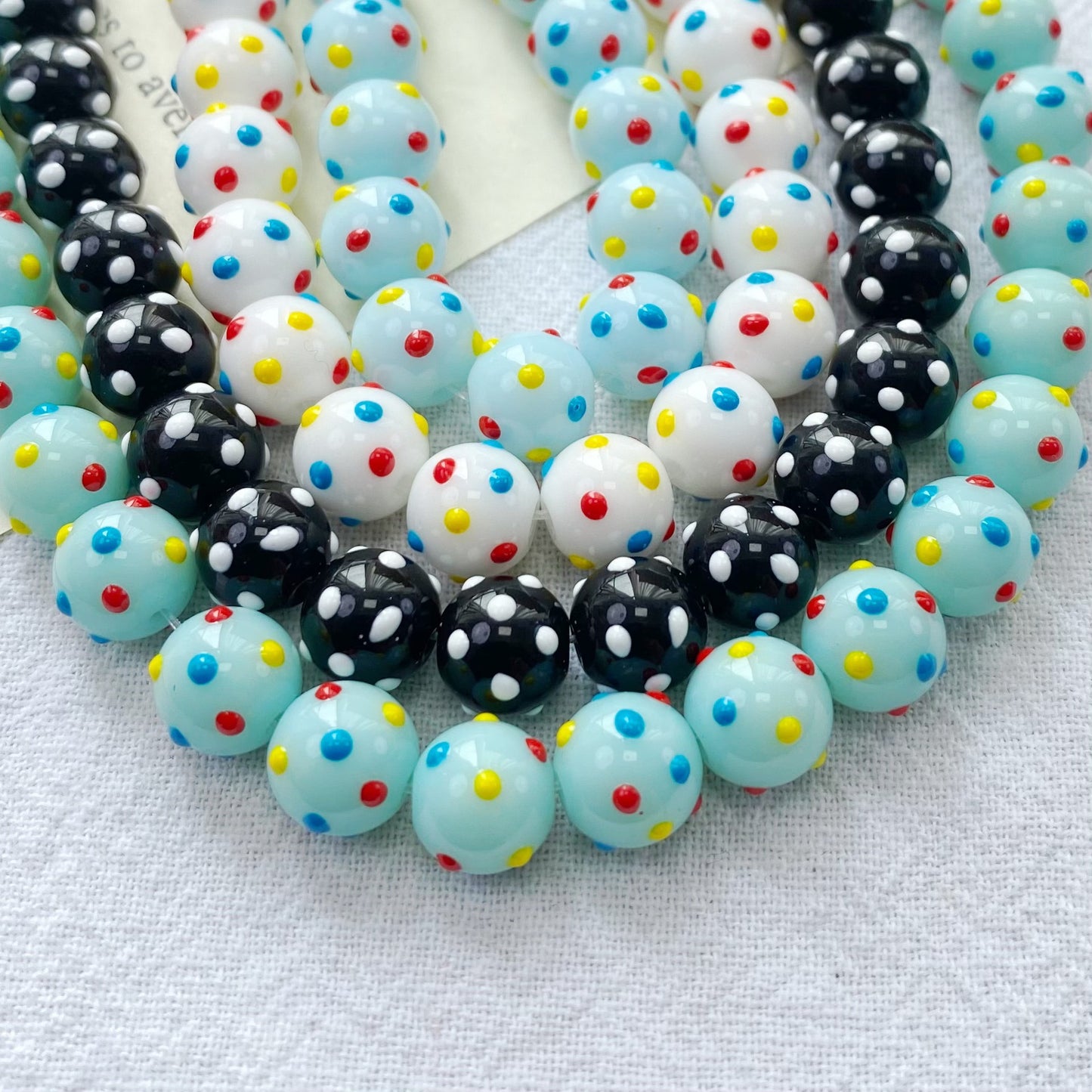 Lampwork Glass Beads Polka Dotted Round 8.2mm Colorful Glossy 10pcs