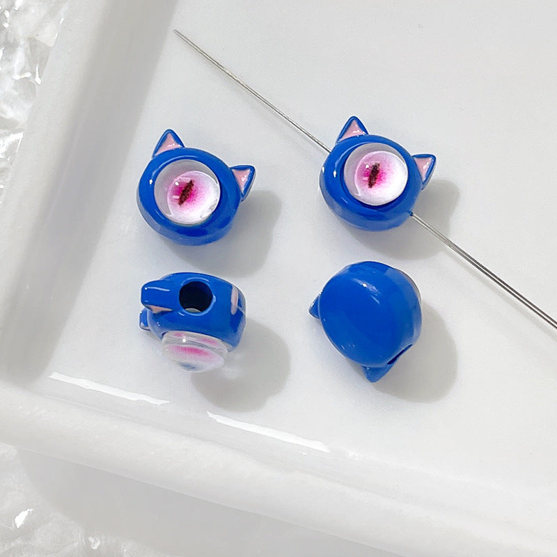 Cat Eye and One-Eyed Beast Metal Beads 10mm Baking Painted 10pcs 16