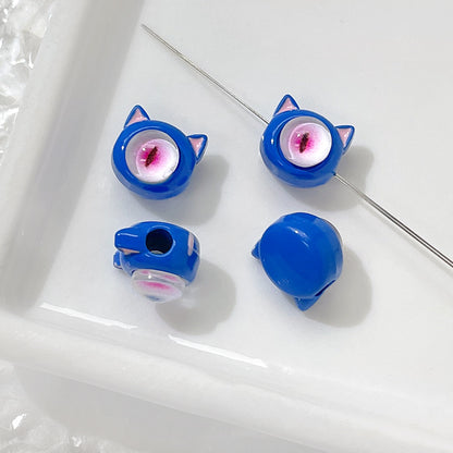 Cat Eye and One-Eyed Beast Metal Beads 10mm Baking Painted 10pcs 16