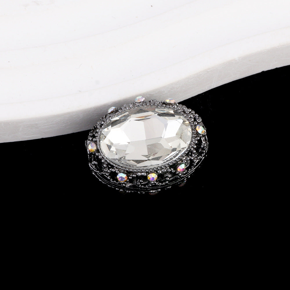 Double-Sided Heart Rhinestone Beads 24mm Vintage Alloy 10pcs 26