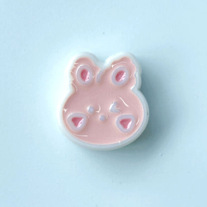 Hand-Painted Rabbit Acrylic Beads 22x24mm Glossy Pastel 100pcs 9