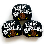 Silicone Focal Beads Negro Girl Winking Afro Hair Livin My Best Life 20pcs