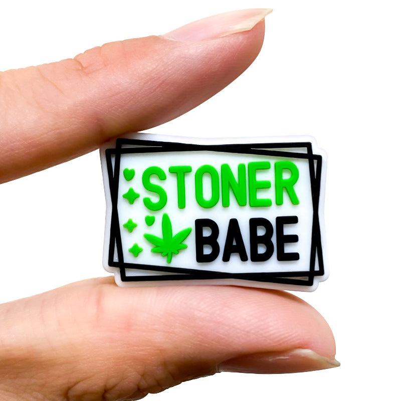Silicone Focal Beads Stoner Babe Green Maple Leaves Hearts Stars 20pcs 4