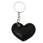Leather Heart Keychain Pebbled Texture Red and Black 4