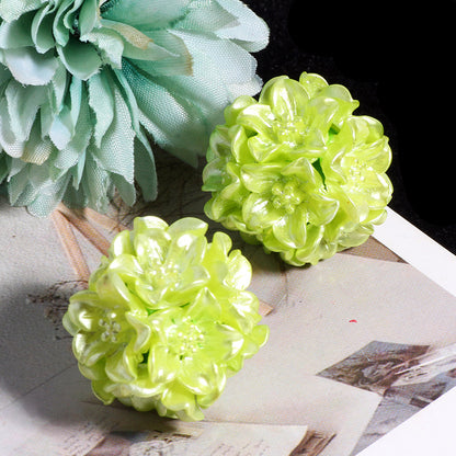 Floral Bubblegum Beads 22mm Metal Texture Flower Cluster 5pcs 11