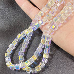 Square Transparent Glass Beads 8mm Clear Iridescent Shine 50pcs
