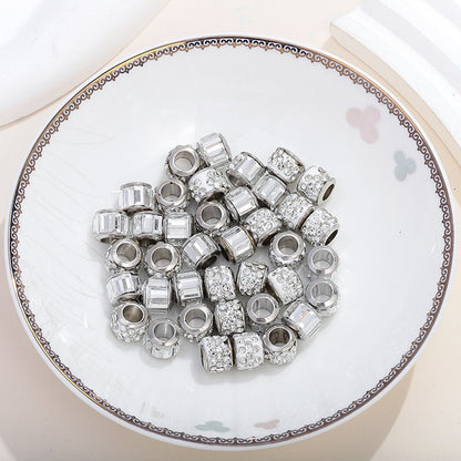 Glass Spacer Beads 9mm White Rhinestone-embedded 100pcs 2