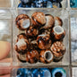 Vintage Acrylic Large Hole Beads 10-11.6mm Earth Tone Crackle 1pc 22