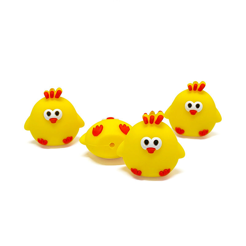 Silicone 3D Focal Beads Chick Rounded Form Red Feet 20pcs 5