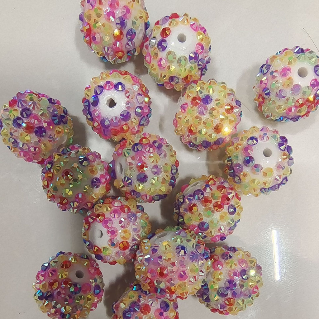 Rhinestone Bubblegum Beads 10-22mm Spring Colorful Textured 5pcs 3