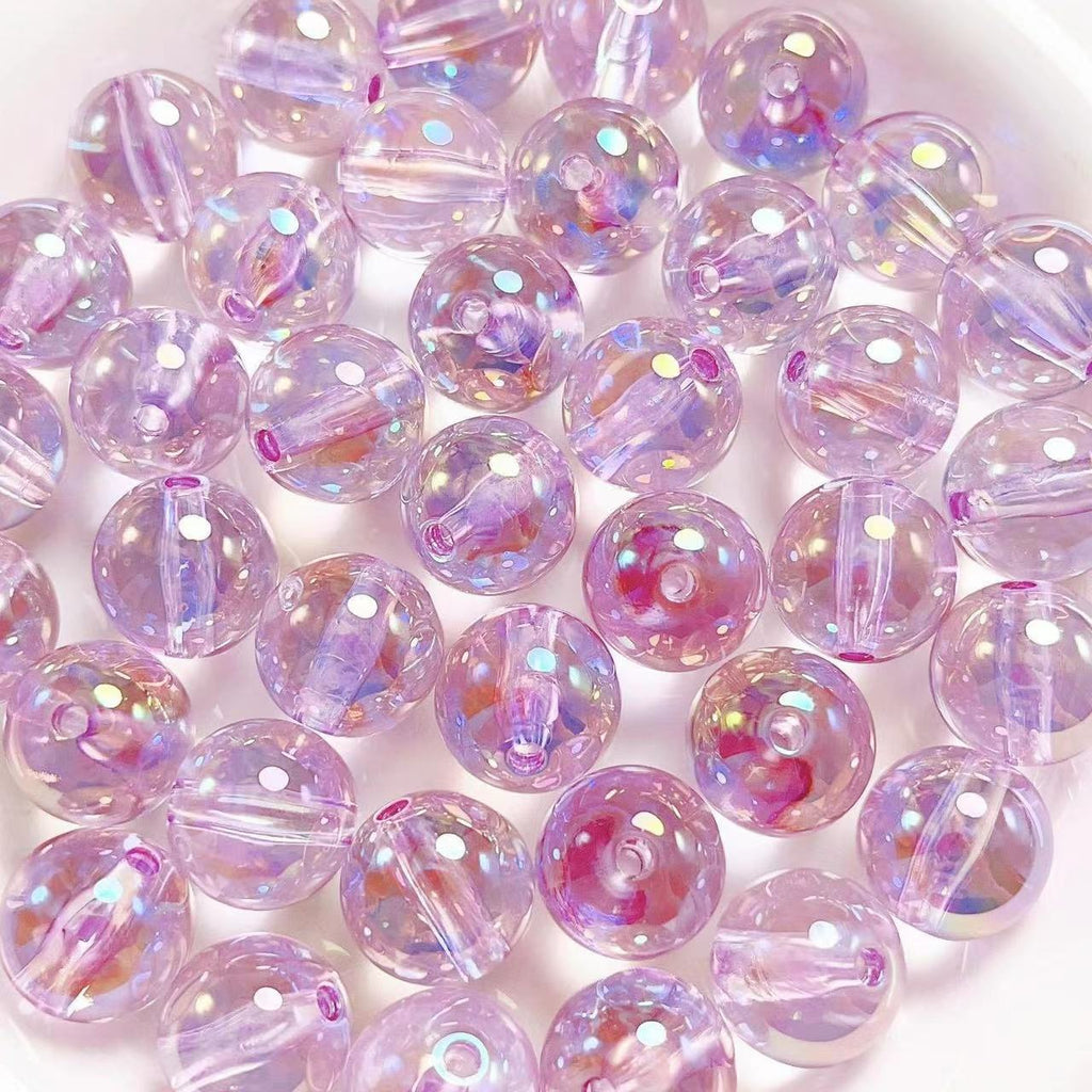 Clear Round Acrylic Beads 16mm UV Plated Rainbow Shimmer 200pcs 3