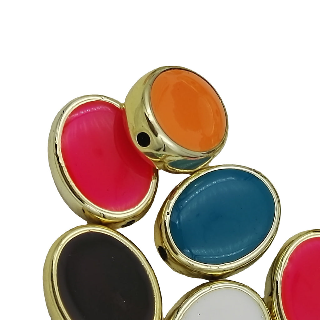 Double-Sided Elliptical Acrylic Beads 20mm Enamel Gold Rim 50pcs 4