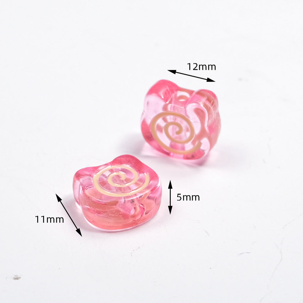 Clear Bear Biscuit Acrylic Beads 12mm Translucent Swirl 50pcs 2