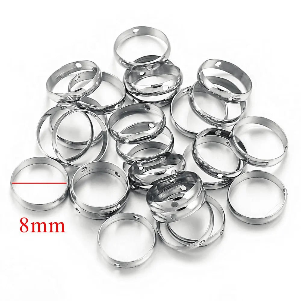 Stainless Steel Round Metal Beads Frame 10/12mm Polished Color Retaining 10pcs 6