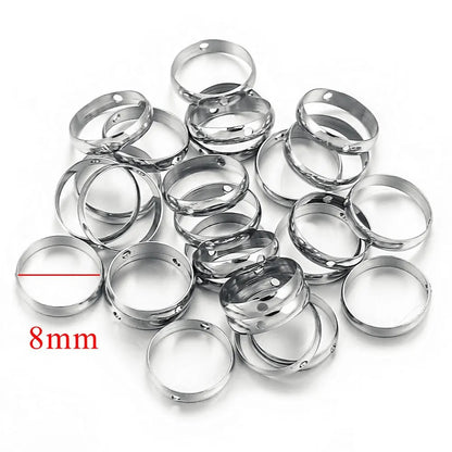 Stainless Steel Round Metal Beads Frame 10/12mm Polished Color Retaining 10pcs 6