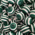 Striped Bubblegum Beads 20mm Chunky Dark Green White Resin 10pcs