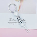 Wooden Sports Ball Beaded Keychain Colorful Handmade Design 10