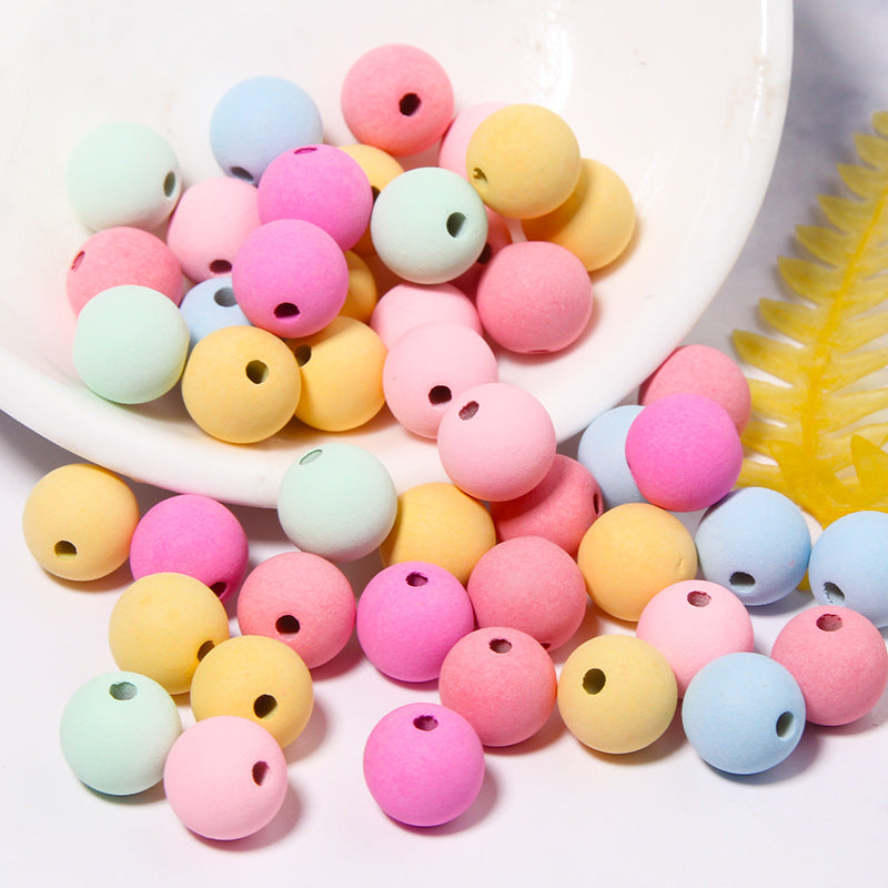 Frosted Acrylic Round Beads 6-10mm Macaron Color 100pcs