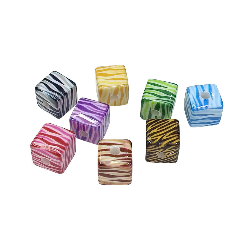 Colorful Leopard Print Acrylic Square Beads 14mm 50pcs 3