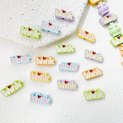 Crown and Wink Metal Beads 13mm Glossy Pastel Painted Alloy 10pcs 2