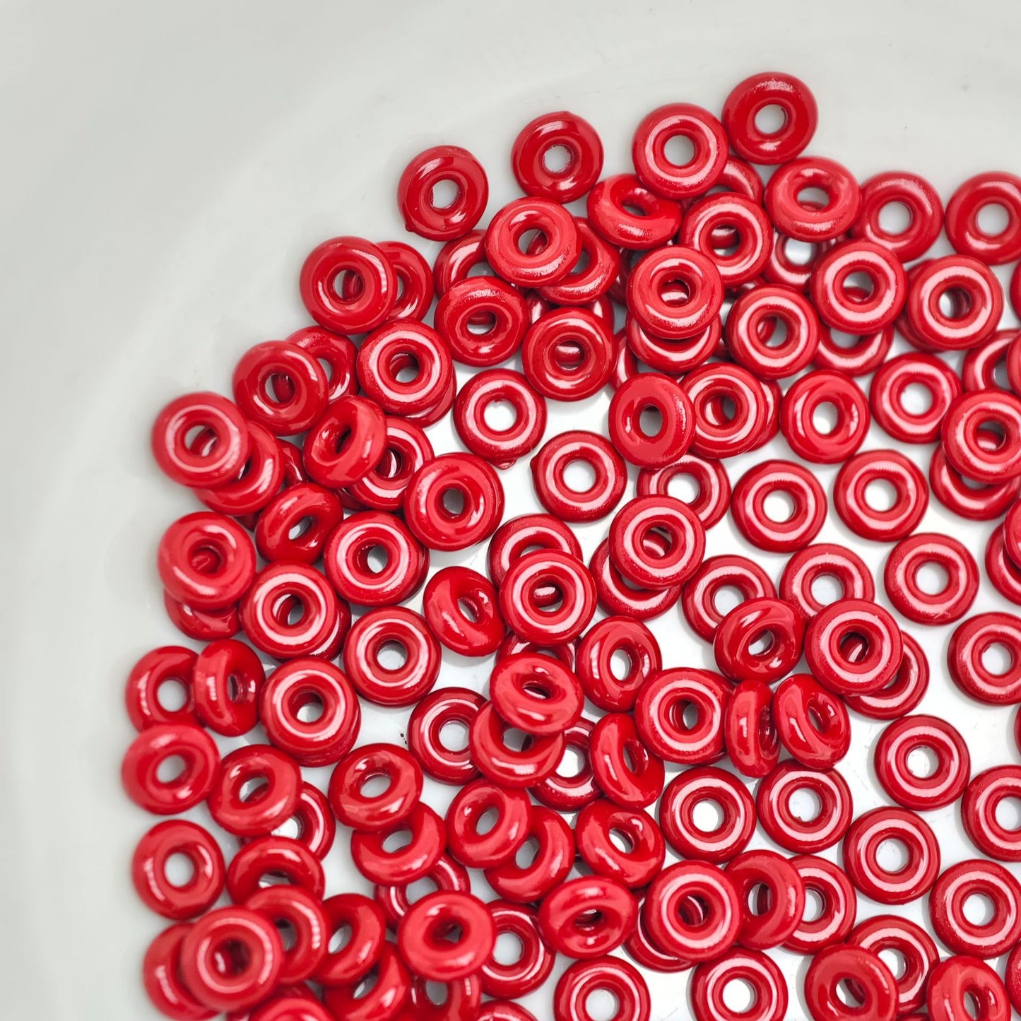 Alloy Donut Spacer Beads 5mm Baking Painted Solid Color 30pcs 16