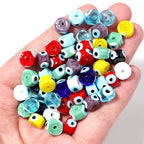 Lampwork Glass Beads Evil Eye Barrel 9mm Glossy Cylindrical 10pcs 3