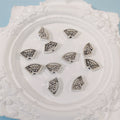 Flat Fan Metal Beads 13mm Vintage Floral Carved Silver Tone 60pcs