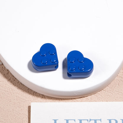 Painted Heart Acrylic Beads 12mm Glossy Raised Dot Detail 50pcs 10