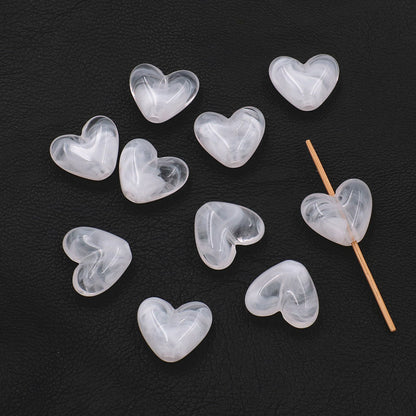 Marble Texture Heart Acrylic Beads 17mm Gradient Color Mixed 40pcs 6