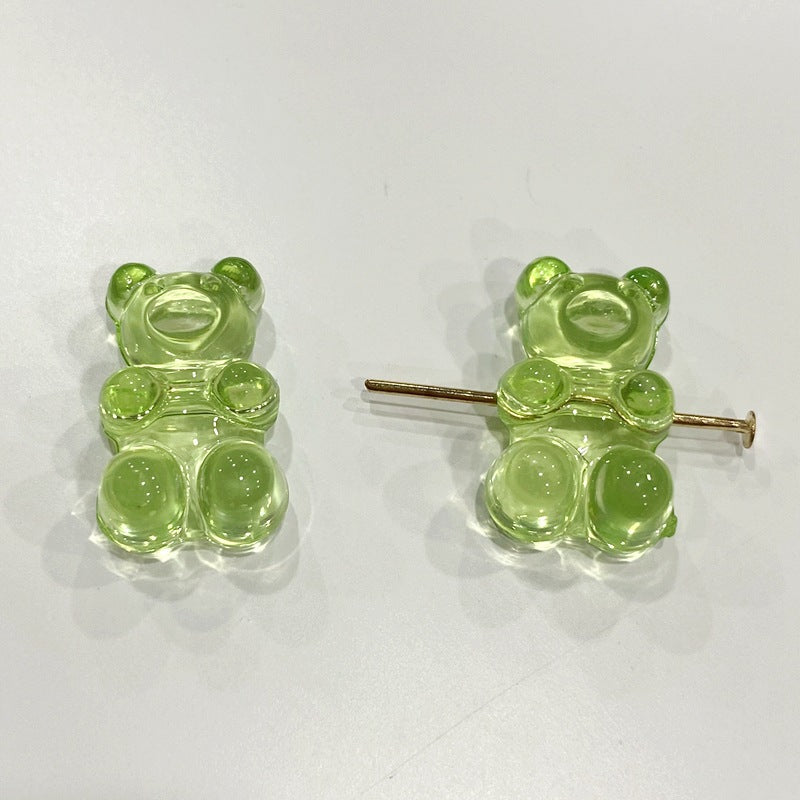 Clear Candy Colored Teddy Bear Acrylic Beads 12x18mm 10pcs 20