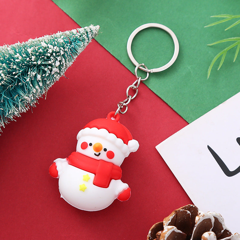 Silicone Christmas Snowman Keychain Cartoon Holiday Characters 9