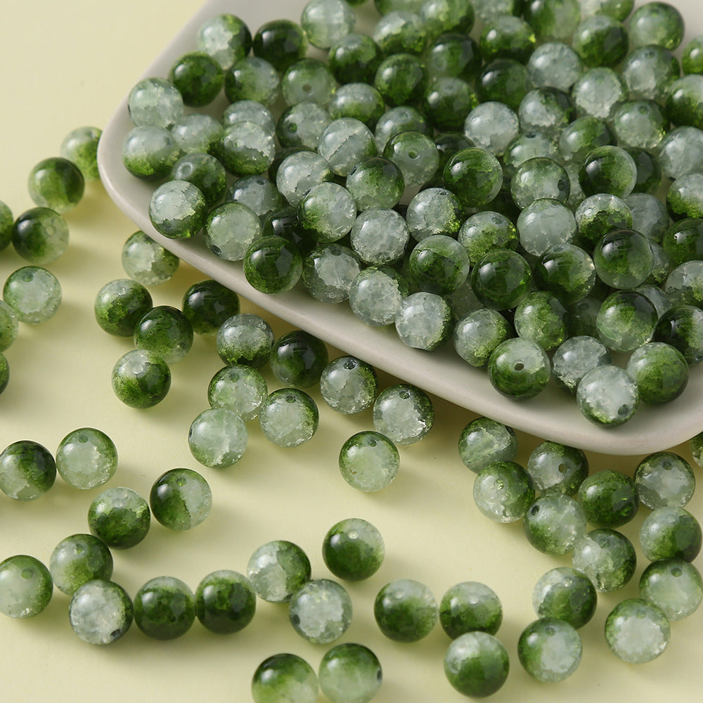 Gradient Crackle Round Glass Beads 10mm Pastel Mixed Colors 100pcs 25