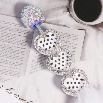 Double Sided Heart Rhinestone Beads 13mm Resin Alloy Sparkle 5pcs 6