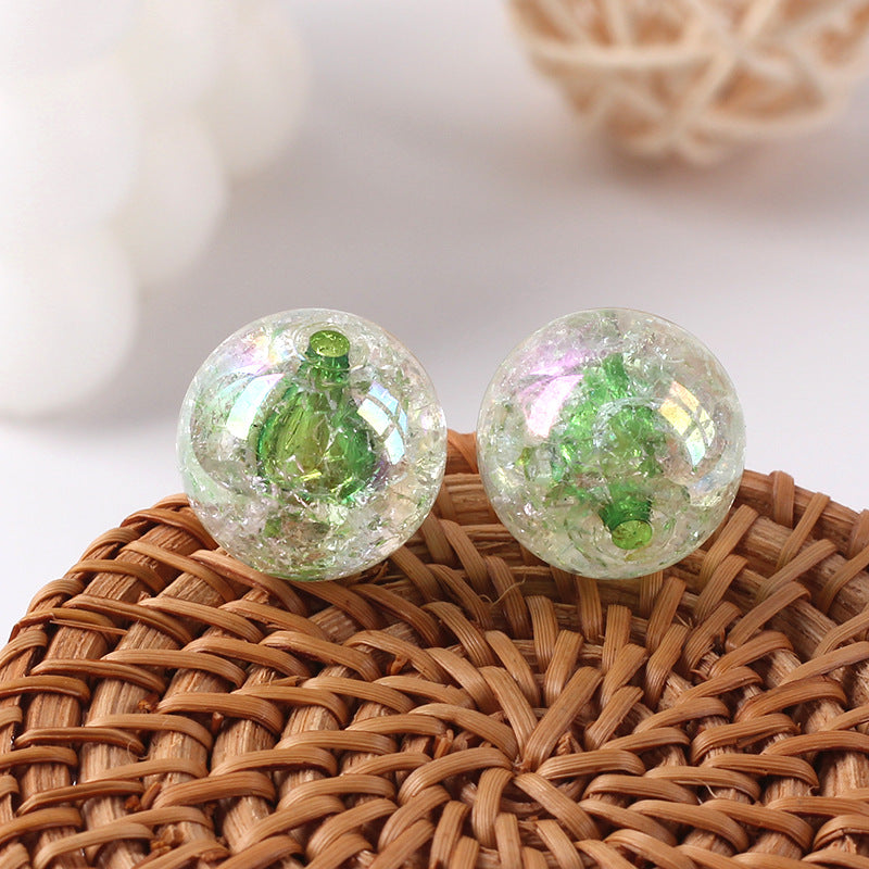 Plated Bubblegum Beads 18-20mm Dyed Core Crackle Glossy 20pcs 6