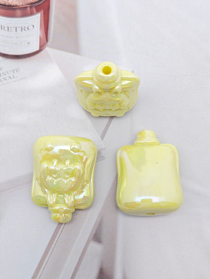 UV Plating Sucking Jelly Acrylic Beads 32mm Glossy Pastel Smile 50pcs 10