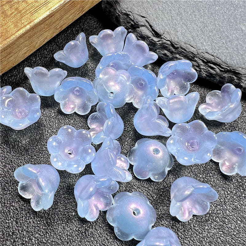 Czech Glass Beads Flower 12mm Iridescent Crystal Clear 50pcs 4