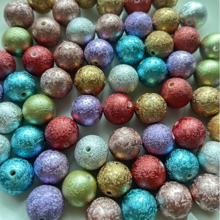Opaque Bubblegum Beads 20mm Spray Painted Wrinkle Texture 10pcs 2