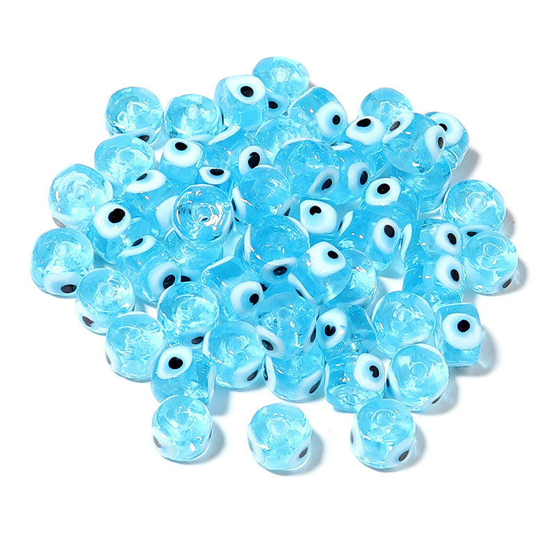 Lampwork Glass Beads Evil Eye Barrel 9mm Glossy Cylindrical 10pcs 11