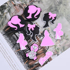 Silicone Focal Beads Barbie Pink Ponytail Circle Badge 20pcs 4