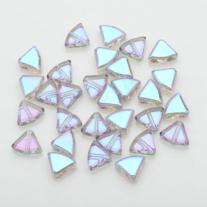 Electroplated Fan-Shaped Glass Beads 10mm Iridescent Pastel 30pcs 7