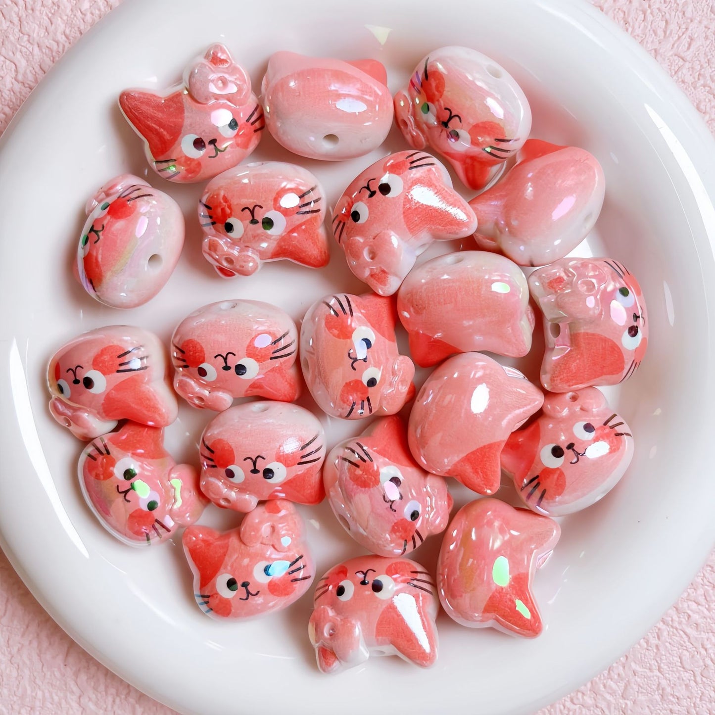 UV Plating Kitten Acrylic Beads 23mm Colorful Two Tone 5pcs 4