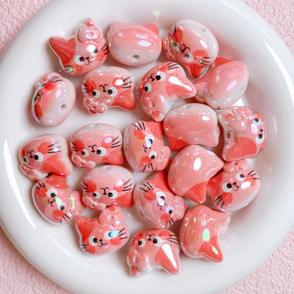 UV Plating Kitten Acrylic Beads 23mm Colorful Two Tone 5pcs 4