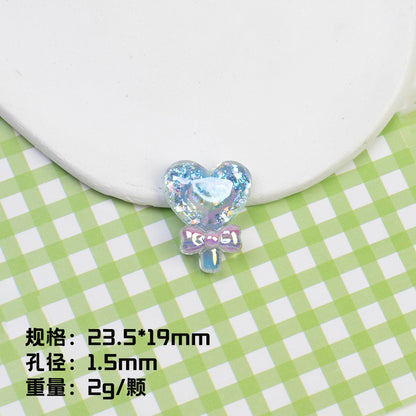 Plating Glitter Faceted Heart Lollipop Resin Beads 23.5x19mm 20pcs 7