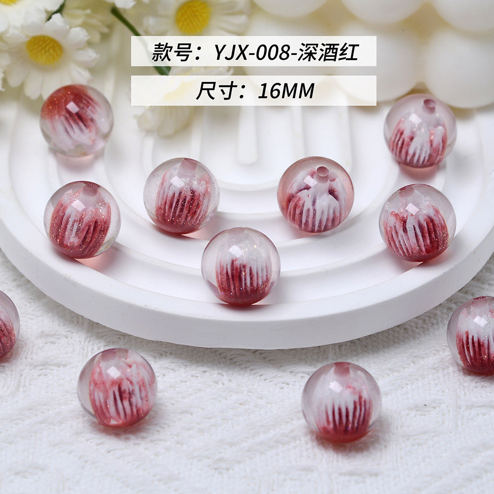 Clear Tulip Resin Beads 16mm Round Translucent Sparkle 10pcs 4