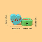 Heart Clay Beads 10mm Love Letter Pastel Colors Polymer 100pcs 2