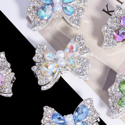 Bow Rhinestone Beads 25mm Paved Alloy Pastel Colors 6pcs 4