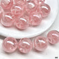 Shimmer Star Pattern Resin Round Beads 16mm Pink 10pcs 12